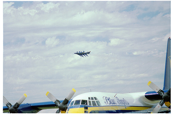 c06i Blue Angel Echelon Parade Over Fat Albert
