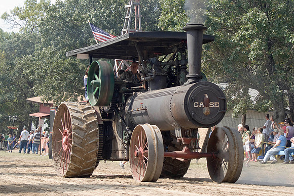 Case Steam Tractor With US Flag
