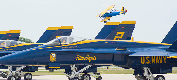 Stearman Over The Blue Angels