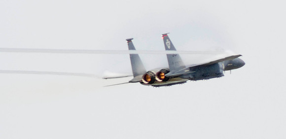 F-15E Eagle Streaks By With Afterburners Lit