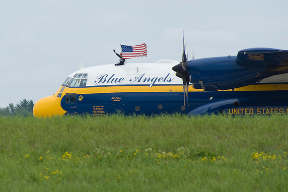 Marine C-130 With Flag