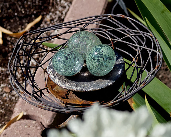 Glass Eggs Garden Art
