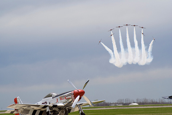Snowbirds "Big Vic" Formation Over P51