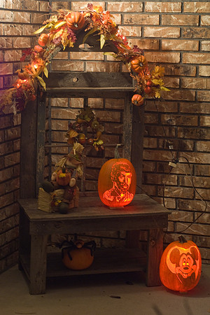 Porch Display With Pumpkins