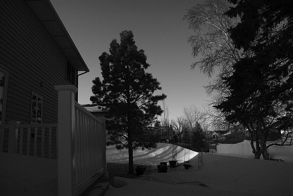 Backyard At Sunset, Snowdrifts
